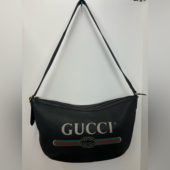 GUCCI Authentic.Half-Moon leather Bag with inspired vintage logo style. - Picture 15 of 16
